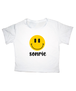 Crop Top Sonrie, Talla Única, Materiales: Algodón , Cuidados: Lavar a mano,